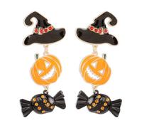 Halloween Pumpkin Earrings for Women Pumpkin Drop Earring Witch Hat Earrings Hat Rhinestones Earring Halloween Costume Accessories Jewelry, One Size, Metal, No Gemstone