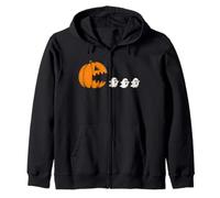 Halloween Pumpkin Eating Ghosts Funny Graphic Design Zip Hoodie