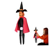 Halloween Pumpkin Elf Doll, 14inch Creepy Halloween Dolls with Witch Hat, Horror Pumpkin Doll Ornament for Halloween Tabletop Shelf Decorations (Style 1)