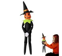 Halloween Pumpkin Elf Doll, 14inch Creepy Halloween Dolls with Witch Hat, Horror Pumpkin Doll Ornament for Halloween Tabletop Shelf Decorations (Style 2)