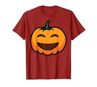 Halloween Pumpkin Emoji & Big Smile Kids Boys Costume Funny T-Shirt, Men, Cranberry Red, Medium