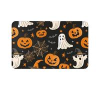 Halloween Pumpkin Evil G-Host Spooky Web Print Bathroom Rug Washable Floor Mats Low Profile Barrier Mat For Outdoor Entryway Patios 40X60Cm