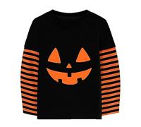 Halloween Pumpkin Face Tshirt Kid Boy Girl Stripe Long Sleeve Shirt Kid Jack O' Lantern Tee Top 4-5 Years