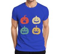 Halloween Pumpkin Faces Vintage Retro Grunge Pumpkin Face Men's T-Shirt, blue, XL