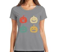 Halloween Pumpkin Faces Vintage Retro Grunge Pumpkin Face Women's T-Shirt, gray, S