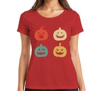 Halloween Pumpkin Faces Vintage Retro Grunge Pumpkin Face Women's T-Shirt, red, M