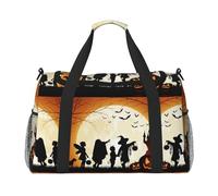 Halloween Pumpkin Full Print Travel Duffle Bag with Adjustable Shoulder Strap,Large Capacity Twill Polyester Crossbody Bag for Gym,Weekend Trips Outdoor Activities