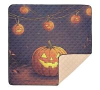 Halloween Pumpkin Garland Party Cute Foldable Baby Gym & Activity Mat for Floor Washable Padded Play Mat for Baby Kids Toddlers Infants, 50'' x 50''