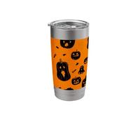 Halloween Pumpkin Ghost Black Orange Spooky Web Art Stainless Steel Insulated Tumbler