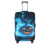 Halloween Pumpkin Ghost Blue Flame Travel Luggage Covers - Elasticity Suitcase Covers Protector for Luggage 18-32 Inch
