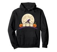 Halloween Pumpkin Ghost Boo Jack O Lantern Moon Graphic Pullover Hoodie