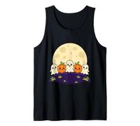 Halloween Pumpkin Ghost Boo Jack O Lantern Moon Graphic Tank Top