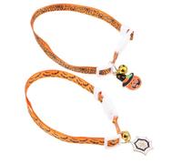 Halloween Pumpkin Ghost Cat Collar Orange 2pcs Adjustable with Bell | Lightweight Polyester Cotton Blend, Cute Jingle Sound, for Cats, Puppies and Small Dogs Random Color