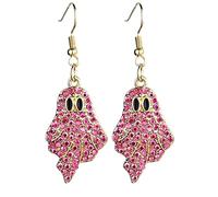 Halloween Pumpkin Ghost Earrings Sparkly Rhinestone Dangle Earring for Women, S, Zinc, No Gemstone