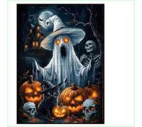 Halloween Pumpkin Ghost Parade Jigsaw Puzzle, Jigsaw Puzzles for Adults, Gothic-Themed with Ghost Design, Paper Puzzle Collectible for Family Party, Holiday Entertainment, Men Women Kids