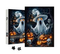 Halloween Pumpkin Ghost Parade Jigsaw Puzzle, Jigsaw Puzzles For Adults,Paper Puzzle Collectible Holiday Ghost Gothic Game Toy For Adult,Paper Collectible Halloween Decoration Wall Art