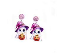 Halloween Pumpkin Ghost Skeleton Skull Dangle Drop Earring Gothic Resin Acrylic Crystal Bead Earring for Women Friend Punk Lightweight Bar Party Jewelry Thanksgiving Gift, Acrylic Metal, acrylic