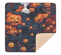 Halloween Pumpkin Ghostless Art Cute Foldable Baby Playmat for Floor Cozy Breathable Infant Play Activity Mat for Baby Toddler Infant, 50'' x 50''