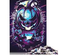 Halloween Pumpkin Glitch Art Jigsaw Puzzles Puzzles for Adults Kids. 1000 Pieces Impossible Challenge Toy Educational Games Home Decoration for Educational Games Gifts 1000pcs (40x28cm)