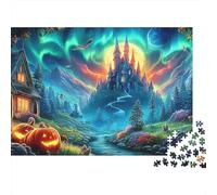 Halloween Pumpkin Glowing Sky 1000 Piece Jigsaw Puzzle Paper for Adults Castle Night View Puzzle Game for Family Decor Gift 70x50cm/1000pcs