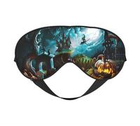Halloween Pumpkin Graveyard Night Mask Soft Reversible Eye Cover Adjustable Strap Light Blocking Comfortable Rest