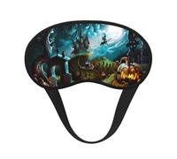 Halloween Pumpkin Graveyard Print Blindfold Sleep Mask, 100% Block Light Eye Sleep Shade Cover Eye Masks with Adjustable Strap