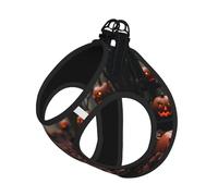 Halloween Pumpkin Graveyard Print Pet Leash Vest Soft Adjustable Step in Puppy Vest Outdoor Walking with Leash
