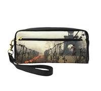 Halloween Pumpkin Graveyard Print Women Makeup Bag Cosmetic Pouch Stationery Pencil Case Toiletry Travel Companion