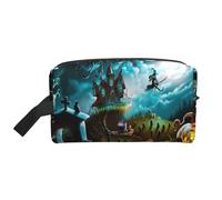 Halloween Pumpkin Graveyard Printed Big Capacity Storage Bag, Portable Toiletry Organizer with Secure Zipper Closure