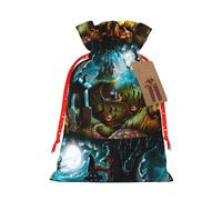 Halloween Pumpkin Graveyard Printing 4.7x6.9 In Christmas Bag With Drawstring,Ideal For Adults To Wrap Gifts For Christmas Halloween