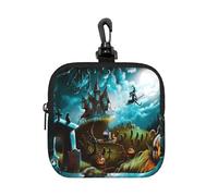 Halloween Pumpkin Graveyard Square Zipper Pouch with All-Over Print,Waterproof Small Organizer Bag, Lightweight Durable for Coins,Cards, Keys for Travel Daily Use