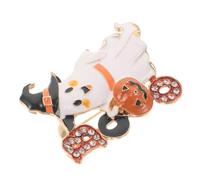 Halloween Pumpkin Hat Ghost Brooch Letter Pin, Witch Boo | Zinc Alloy Enamel with Rhinestone Detail, Lightweight Secure Attachment, Trick or Treat Cosplay for Adults