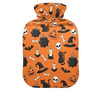 Halloween Pumpkin Hat Witch Hot Water Bottle with Cover for Pain Relief Feet and Bed Warmer for Pregnant Women, 2L