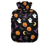 Halloween Pumpkin Hat Witch Hot Water Bottle with Cover for Pain Relief Hot Bag for Arthritis, 2L