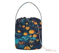 Halloween Pumpkin & Haunted House Crochet Tote Bag Yarn Storage Containers Portable Storage Bag for Knitting Tool Crochet Backpack