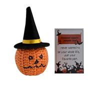 Halloween Pumpkin Head Crochet Doll Ornament for Desktop Decoration Festive Autumn Home and Unique Idea (D, 15)