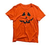 Halloween Pumpkin Jack-O'-Lantern Scary Novelty Adults Kids Cute Family T-Shirt/Top (12-14 Years, Orange)
