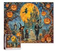 Halloween Pumpkin Jigsaw Puzzles for Adults Witch Skeleton Ghost 1000 Pieces Puzzles for Challenging Family Activity Games Haunted Castle Art Jigsaw Puzzle DIY Craft Puzzles 19.7 x 27.6 Inches