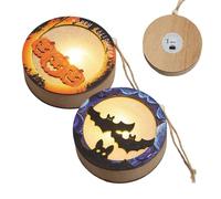 Halloween Pumpkin Lantern - LED Pumpkin Bat Lantern Decoration | 2 Pieces Battery Operated Holiday Home Decor | Festive Light with Spooky Design for Haunted House,Tabletop, Desktop