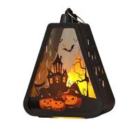 Halloween Pumpkin Lantern - Outdoor Witch Castle Light for Garden Decor | Resin Lamp with Flickering Glow, Vintage Design, Hanging Centerpiece & Spooky Ornament for Yard Backyard Camping Display