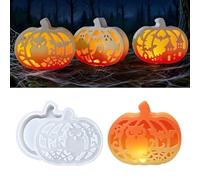 Halloween Pumpkin Lantern Silicone Mold, 3D Hollow-Out Pumpkin Tealight Molds, Resin Casting Craft Supplies for Epoxy Plaster Wax, Halloween Fall Holiday Decoration