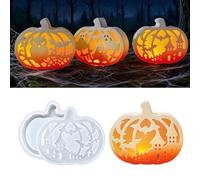 Halloween Pumpkin Lantern Silicone Mold, 3D Hollow-Out Pumpkin Tealight Molds, Resin Casting Craft Supplies for Epoxy Plaster Wax, Halloween Fall Holiday Decoration