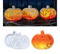 Halloween Pumpkin Lantern Silicone Mold, 3D Hollow-Out Pumpkin Tealight Molds, Resin Casting Craft Supplies for Epoxy Plaster Wax, Halloween Fall Holiday Decoration