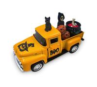 Halloween Pumpkin Lanterns Decoration, Vintage Metal Truck with Mini Fake Pumpkins Skeleton Witch Black Cat and Witch Soup for Table Halloween Decoration Indoor for Mantle House Centrepieces Gifts