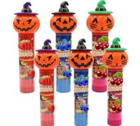 Halloween Pumpkin Light Pops - Glowing Lollipops with 3 Fruity Flavours - 11g - Fun Light-Up Candy Treats for Kids - cyrlm (6 x Pop)
