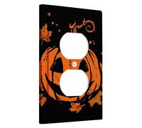 Halloween Pumpkin Light Switch Cover Plate/Outlet Covers, Black Orange Spooky Decor, Holiday Wall Accents, Thermoplastic Wall Plates, Standard Size Single Duplex Outlet