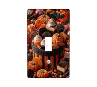 Halloween Pumpkin Light Switch Cover Plate/Outlet Covers, Orange and Black Spooky Treats for Fall Decor, Plastic Wall Plates, Standard Size Single Toggle
