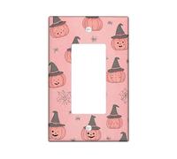 Halloween Pumpkin Light Switch Cover Plate/Outlet Covers, Peach Smiling Jack-o-Lanterns for Festive Decor, Thermoplastic Wall Plates, Standard Size Single Rocker