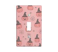 Halloween Pumpkin Light Switch Cover Plate/Outlet Covers, Peach Smiling Jack-o-Lanterns for Festive Decor, Thermoplastic Wall Plates, Standard Size Single Toggle