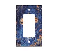 Halloween Pumpkin Light Switch Cover Plates/Outlet Covers,Dark Blue Ghostly Night for Wall Accents, Thermoplastic Wall Plates,Standard Size Single Rocker